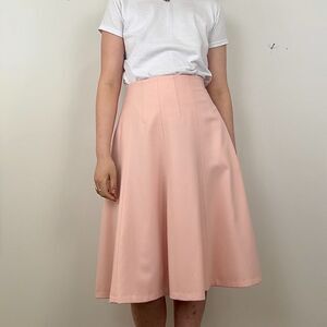 Vintage Ralph Lauren Light Pink Wool Midi A-Line Skirt